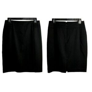 Express Black Fully Lined Pencil Skirt Waist Pleat Detail Knee Length Smooth Tex